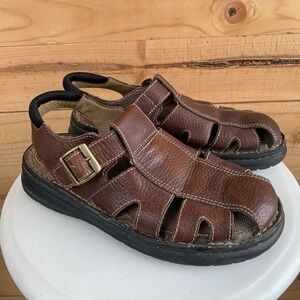 Earth Shoe Leather Fisherman Sandal Men's 9.5 Brown Strappy Sling Back